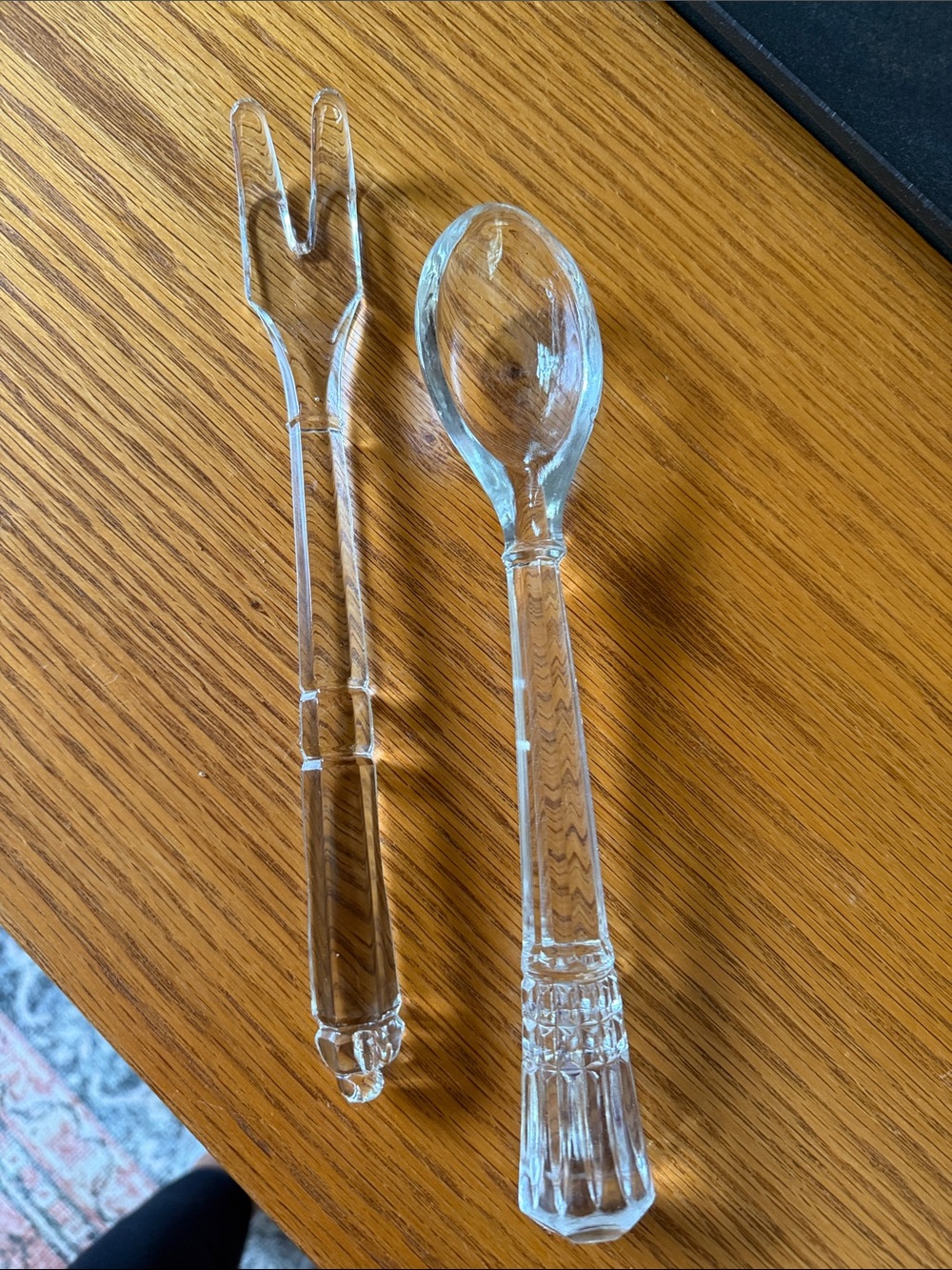 Stanley Clear Glass Salad Serving Fork and Spoon Set